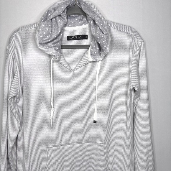 Lauren Ralph Lauren Loungewear Womens Size S Gray Striped Hoodie Casual - Picture 3 of 11
